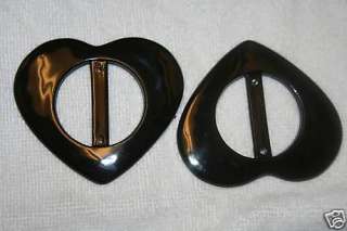 LOT 50 BLACK plastic HEART shaped Belt Buckles 3 wide  