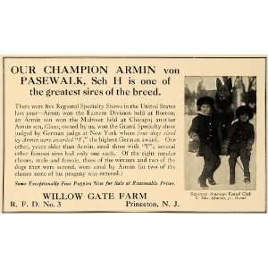  1927 Ad American Kennel Club Willow Gate Farm Dog Breed 