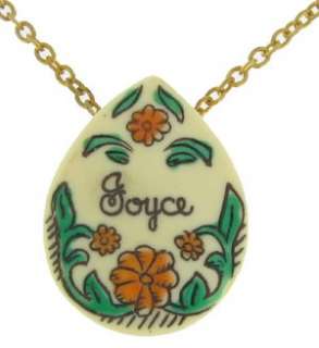 Vintage Hand Painted Floral Joyce Name Necklace  