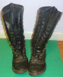 Vintage pair of leather LOGGER Work Boots W/spikes  
