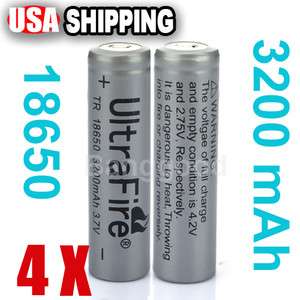 UltraFire 18650 3200mAh Rechargeable Li ion Battery 3.7V Led Torch 