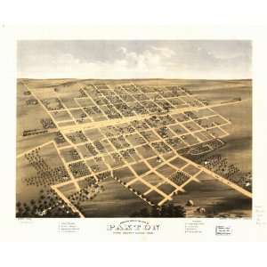  1869 birds eye map of city of Paxton, Illinois