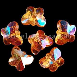 AB Gold Champagne Crystal Butterfly Beads 10pcs G3368  