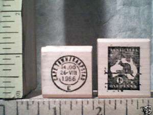 CAPE TOWN POST AUSTRALIA 2 WOOD MOUNTED rubber stamps  