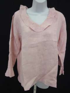 HOT COTTON BY MARC WARE Pink Ruffle Trim Shirt Top Sz S  