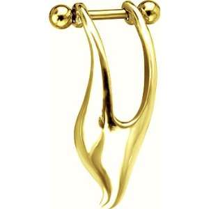   SOLID 14K Yellow Gold Helix Shield Dangle Cartilage Earring: Jewelry