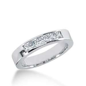 950 Platinum Diamond Anniversary Wedding Ring 5 Princess Cut Diamonds 