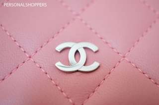GORGEOUS CHANEL BABY PINK LEATHER WALLET ON A CHAIN WOC BAG  