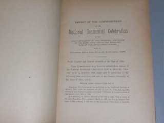 Ohio Centennial Report 1888 Early Settlement ~ 1889 HC  