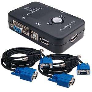 New 2 Port USB 2.0 KVM Switch + VGA cable Mouse/KYB/VID  