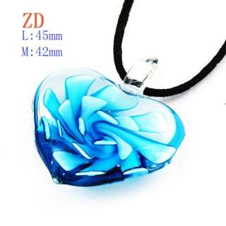 g418 Multi Color Flower Heart Love Lampwork Glass Pendant Chain 