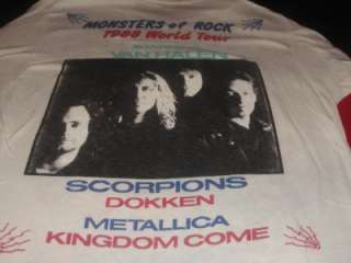 Van Halen Monsters of Rock Tour T Shirt L Vtg Metallica Scorpions 