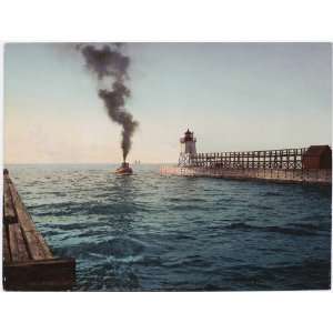    Reprint Harbor Entrance, Charlevoix, Michigan 1900