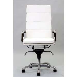    High Back Executive Office Chair in White Vinyl: Home & Kitchen