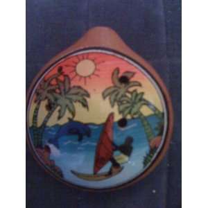   Hand Painted Beach Scene Ocarina/Whistle/Flute Musical Instruments