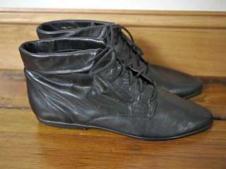   80s Brazilian LEATHER Pixie Granny Cuff Ankle BOOTS 9 N 39.5  