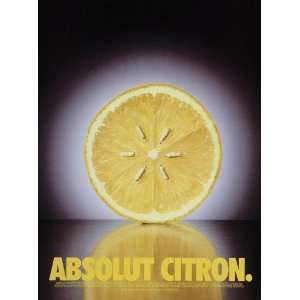  1996 Ad Absolut Citron Vodka Lemon Half Pulp Seeds Peel 