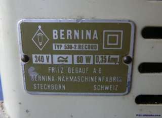 Bernina Record 530 2 Sewing Machine & Manual & 8 Feet  