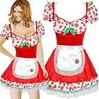 J428M Sexy Strawberry Shortcake Fancy Dress Maid Costume Size S/M