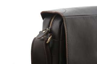 Handmade Genuine Leather Dark Brown Mens Messenger Shoulder Bag 