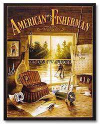   Metal Sign   American Fisherman Fishing Cabin Lynn Kaatz #960  