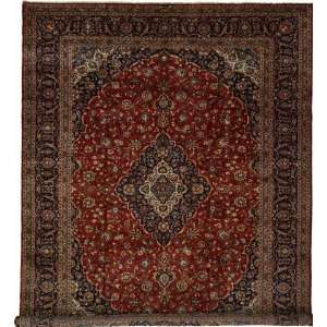  911 x 130 Red Persian Hand Knotted Wool Kashan Rug: Home 