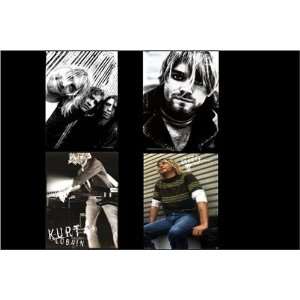 Nirvana, Kurt Cobain Magnets, Set of Four Kitchen 