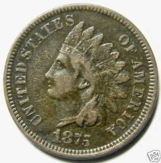 1875 P Very Fine Indian Head Cent#6730  