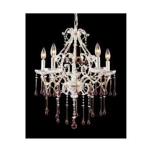  Westmore Lighting 5 Light Antique White Crystal Chandelier 