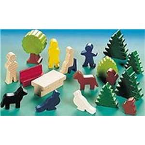   : HABA Picnic Wooden Figures, Trees, Animals Birds Set: Toys & Games