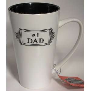   Latte Beer Mug for Dad   #1 Dad   White Black 24 Oz