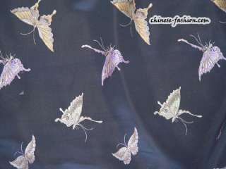 Chinese Brocade Silk Fabric Embroidered Butterfly Print  