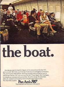PAN AM DONT MISS THE BOAT 2 PG BOEING 747 1970 AD  