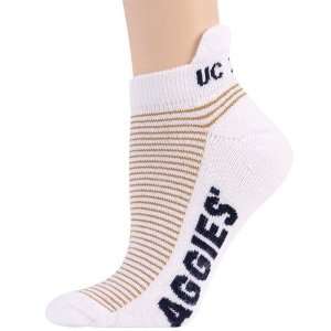  UC Davis Aggies Ladies White Gold Striped Ankle Socks 