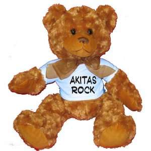  Akitas Rock Plush Teddy Bear with BLUE T Shirt: Toys 