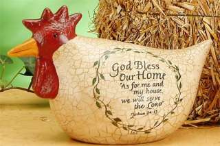 Rooster Religious Message Welcome Home Sign Sculpture  