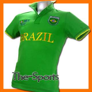 Brazil Football Green Polo T Shirt Soccer Top M / 78S  
