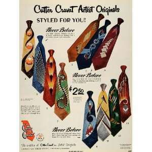1952 Ad Cutter Cravaty Artistic Ties Pricing Fashion   Original Print 