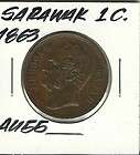 1863 Sarawak 1 cent, James Brooke Rajah, AU, copper KM#3~D