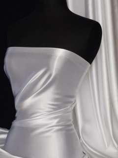 White medium weight stretch satin fabric Q243 WHT  