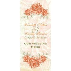 Vintage tangerine orange roses wedding Menu card Custom Invites (10 