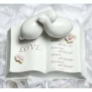  Love Verse Bible with Doves and Rose Accents Wedding Cake 