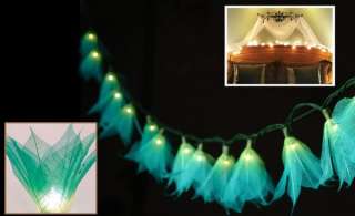 SET OF 20 GREEN REAL LEAF FLOWERS STRING FAIRY LIGHTS FOR WEDDINGS 