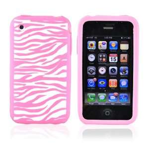  for iPhone 3GS Silicone Case Zebra Baby Pink & Screen 