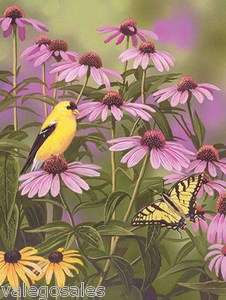 White Mountain Jigsaw Puzzle 18 x 24 550 Piece ~ BUTTERFLY & FINCHES 
