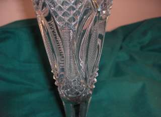 Vintage American Brilliant Lead Crystal Cut Glass Pedestal Vase 