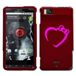  MOTOROLA DROID X PINK HEART BOW ON A RED HARD CASE COVER 