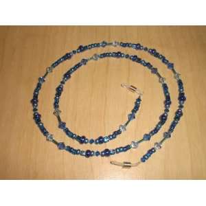   Swarovski Crystal Blue Bead Mix Eyeglass Chain 
