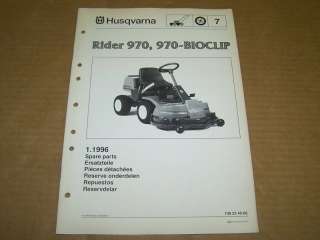 c127) Husqvarna Parts List Lawn Rider 970, 970 Bioclip  