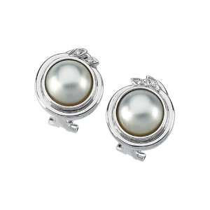  04 ct. Diamond and Mabe Cultured Pearl Earrings Katarina Jewelry